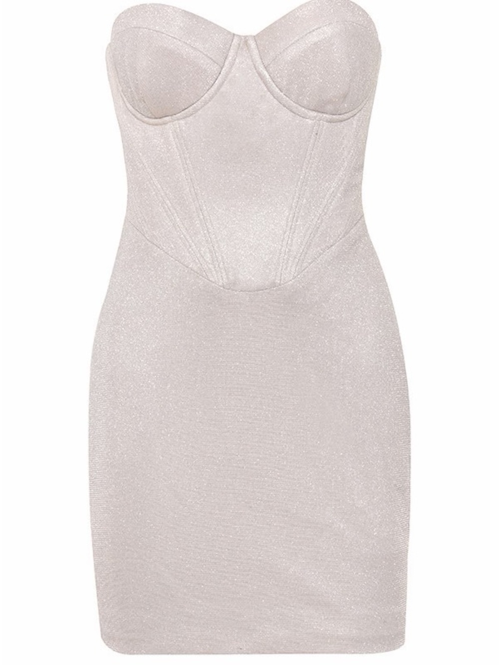NWT House of CB Strapless Shimmer Silver Party NYE Dress